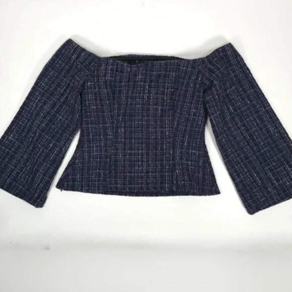 NWT ZARA Tweed Textured Off Shoulder Top Flare Sleeve 8741/257/030 Size SMALL - Picture 9 of 15